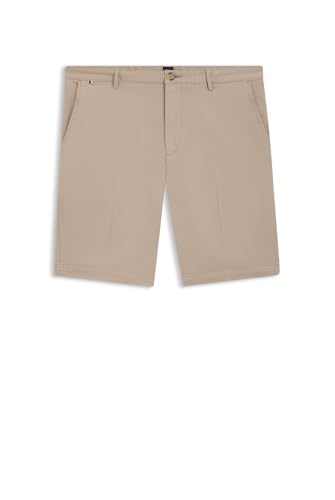 BOSS Herren Slice-Short Slim-Fit Shorts aus elastischer Baumwoll-Gabardine Hellbeige 46 von BOSS