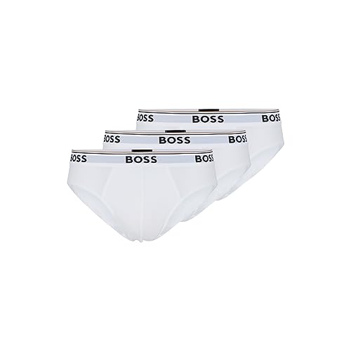 Hugo Boss Herren 3er-Pack Klassische Stretch-Slips mit normaler Passform Slip, Weiss/opulenter Garten, Small von Hugo Boss