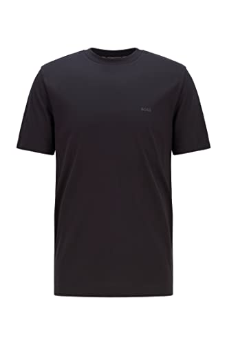BOSS Herren Kleinem Logo aus Baumwolle mit Rundhalsausschnitt T-Shirt, Basic Black, S von BOSS