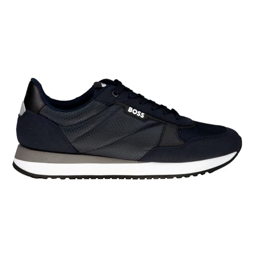 BOSS Herren Sneaker Freizeitschuh Schnürschuh Turnschuh Halbschuh Kai Runn, Farbe:Blau, Schuhgröße:EUR 41, Artikel:-405 Dark Blue von BOSS