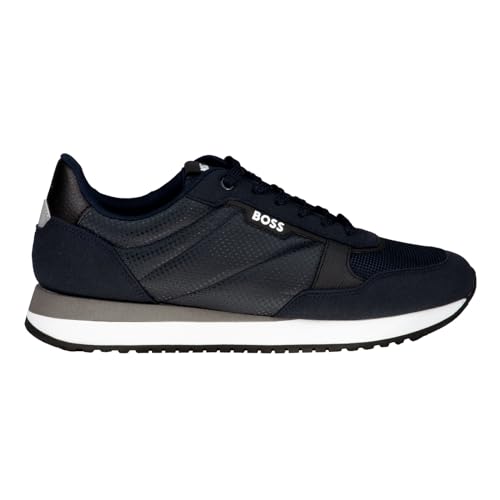 BOSS Herren Sneaker Freizeitschuh Schnürschuh Turnschuh Halbschuh Kai Runn, Farbe:Blau, Schuhgröße:EUR 42, Artikel:-405 Dark Blue von BOSS