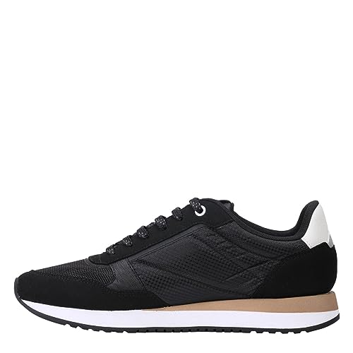 BOSS Herren Sneaker Freizeitschuh Schnürschuh Turnschuh Halbschuh Kai Runn, Farbe:Schwarz, Schuhgröße:EUR 42, Artikel:-001 Black/White von BOSS