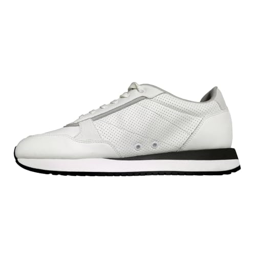 BOSS Herren Sneaker Freizeitschuh Schnürschuh Turnschuh Halbschuh Kai Runn ltpf, Farbe:Weiß, Schuhgröße:EUR 43, Artikel:-100 White von BOSS