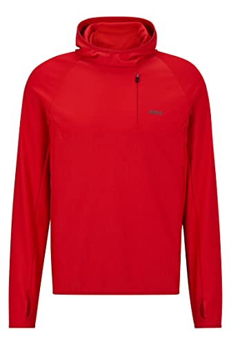 BOSS Herren Soocon Active 1 Regular-Fit Hoodie mit dekorativem reflektierendem Muster Rot M von BOSS