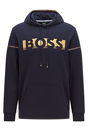 BOSS Herren Soody 1 Unisex-Hoodie mit Logo-Artwork und Kapuze Dunkelblau L von BOSS