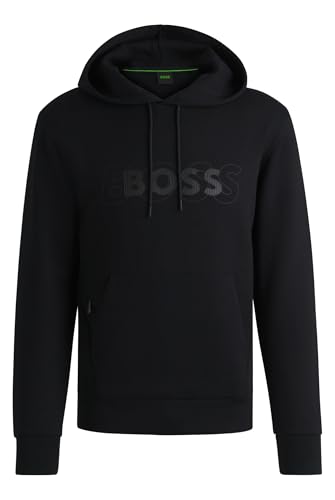 BOSS Herren Soody DN Badge Hoodie aus Stretch-Baumwolle mit mehrschichtigem Logo Schwarz001 L von BOSS