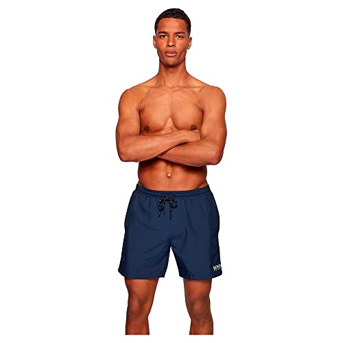 BOSS Herren Starfish Badeshorts aus schnell trocknendem Gewebe mit Logo und Paspeln in Kontrastfarbe von BOSS