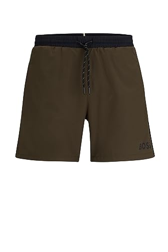 BOSS Herren Starfish Badeshorts aus recyceltem Material mit Kontrast-Logo Hellgrün M von BOSS