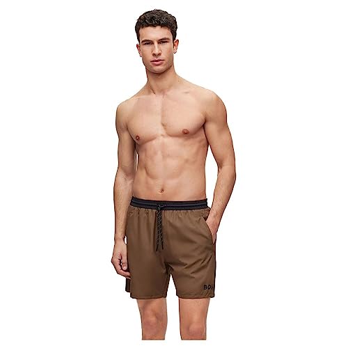 BOSS Herren Starfish Badeshorts aus recyceltem Material mit Kontrast-Logo Hellgrün S von BOSS