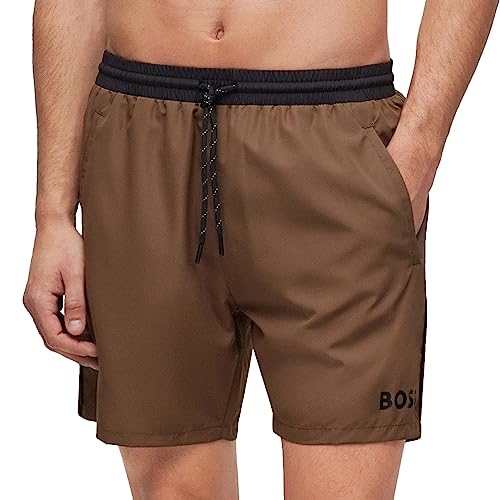 BOSS Herren Starfish Badeshorts aus recyceltem Material mit Kontrast-Logo Hellgrün XL von BOSS