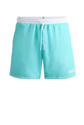 BOSS Herren Starfish Schnell trocknende Badeshorts mit Kontrast-Details Türkis S von BOSS