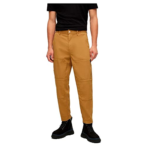 BOSS Herren Statum-WW-Z Relaxed-Fit Cargohose aus elastischem Baumwoll-Cord Beige 56 von BOSS