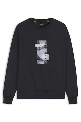 BOSS Herren Stenson Zone Oversized Sweatshirt aus Baumwoll-Mix mit Foto-Print Dunkelblau S von BOSS