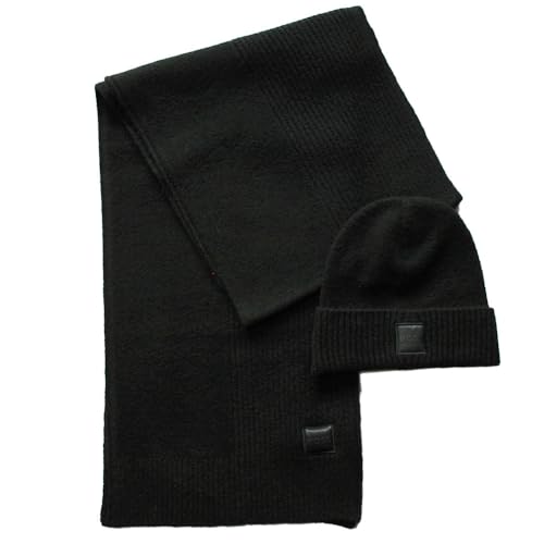 BOSS Herren Strickschal und Mütze, Felice Set, Black von BOSS