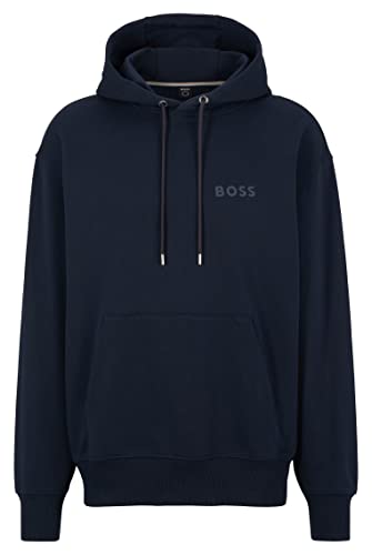 BOSS Herren Sullivan 04 Oversized Hoodie aus Baumwoll-Terry mit kontrastfarbenem Logo Dunkelblau S von BOSS