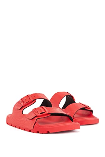 BOSS Herren Surfley Sand Sandalen mit zwei Riemen und strukturiertem Obermaterial Rot 44 Größe 44 von BOSS