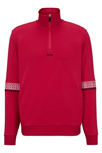 BOSS Herren Sweat 1 Sweatshirt mit Troyerkragen und Logo-Stickereien Pink M von BOSS