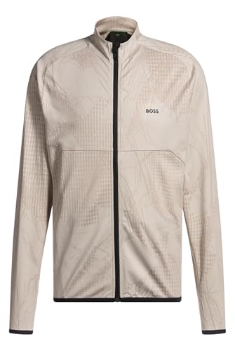 BOSS Herren Sweat Desert Active Active Sweatjacke mit Reißverschluss und dynamischem Jacquard-Muster Hellbeige XXL von BOSS