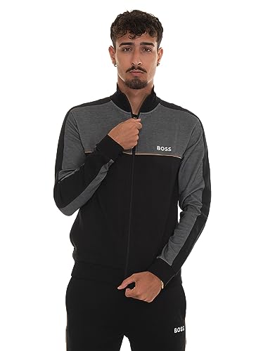 BOSS Herren Sweatjacke Loungewear Homewear Jacke Tracksuit Jacket, Farbe:Schwarz, Artikel:-001 Black, Größe:2XL von BOSS