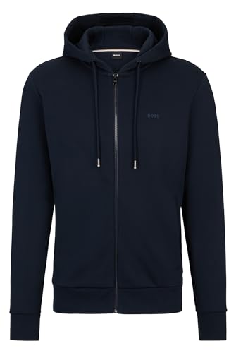 BOSS Herren Seeger 92 Hoodie aus French Terry mit Reißverschluss und Logo-Print Dunkelblau XL von BOSS