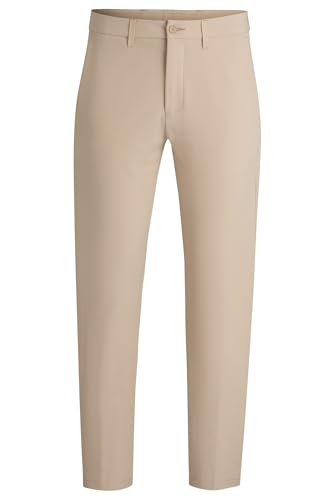 BOSS Herren T Commuter-Reg Regular-Fit Hose aus wasserabweisendem Stretch-Gewebe Beige 56 von BOSS