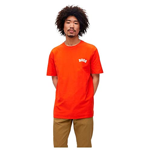 BOSS Herren T-Prep Oversized T-Shirt aus Baumwolle mit Logo und Print der Saison Orange XL von BOSS