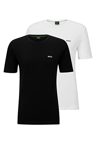 BOSS Herren T-Shirt 2-Pack Zweier-Pack T-Shirts aus Stretch-Baumwolle mit Logo Schwarz L von BOSS