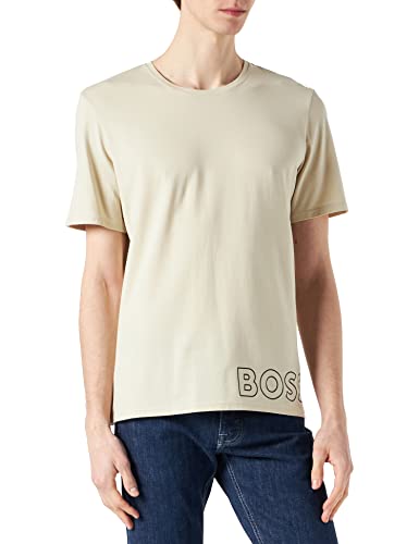 BOSS Herren Identity T-Shirt RN Crew Neck Kurzarm Schlafshirt Pyjama Oberteil, Farbe:Beige, Größe:M, Artikel:-271 Light beige von BOSS