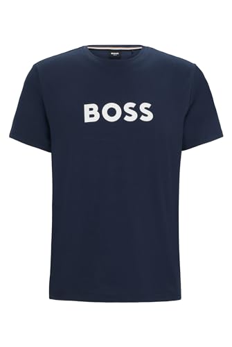BOSS Herren T-Shirt RN Regular-FIT T-Shirt AUS Baumwoll-Jersey MIT UV-Schutz VON LSF 50+ Dunkelblau S von BOSS