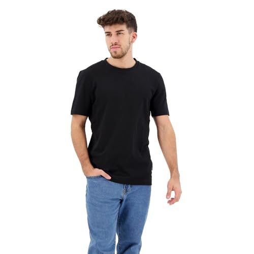 BOSS Herren Tiburt 240 T-Shirt aus Baumwoll-Mix mit kreisförmiger Jacquard-Struktur Schwarz001 M von BOSS