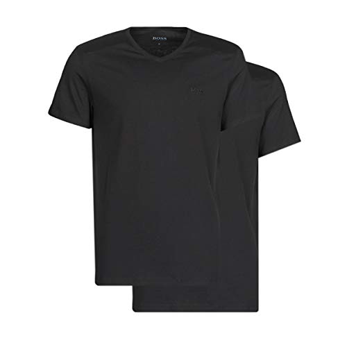 BOSS Herren T-Shirt VN 2P CO Zweier-Pack T-Shirts aus Baumwolle mit V-Ausschnitt Schwarz S von BOSS