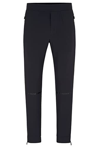 BOSS Herren T Track2 Tapered-Fit Jogginghose mit dekorativen reflektierenden Details Schwarz 50 von BOSS