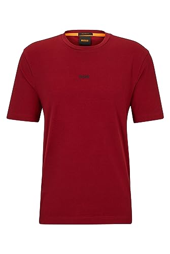 BOSS Herren TChup Relaxed-Fit T-Shirt aus Stretch-Baumwolle mit Logo-Print Rot L von BOSS