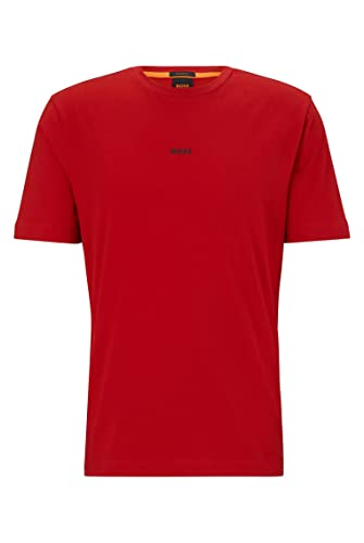 BOSS Herren TChup Relaxed-Fit T-Shirt aus Stretch-Baumwolle mit Logo-Print Rot M von BOSS