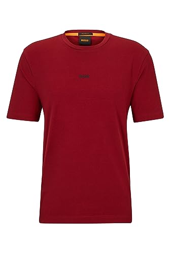 BOSS Herren TChup Relaxed-Fit T-Shirt aus Stretch-Baumwolle mit Logo-Print Rot XL von BOSS