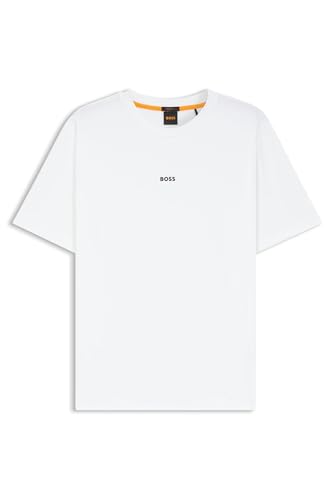 BOSS Herren TChup T-Shirt aus Stretch-Baumwolle mit Logo-Print Weiß XL von BOSS