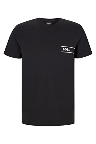 BOSS Herren TShirtRN 24 T-Shirt aus Baumwoll-Jersey mit Streifen und Logo Schwarz XXL von BOSS