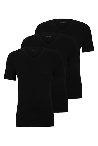 BOSS Herren TShirtVN 3P Classic Dreier-Pack T-Shirts aus Baumwoll-Jersey mit V-Ausschnitt Schwarz001 XXL von BOSS