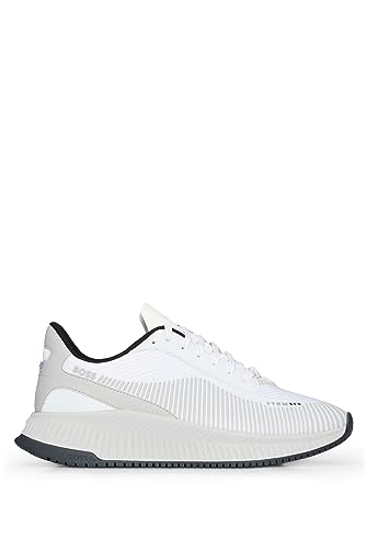 BOSS Herren TTNM EVO Runn Sneakers aus verschiedenen Materialien mit gummiertem Kunstleder Weiß 45 Größe 45 von BOSS