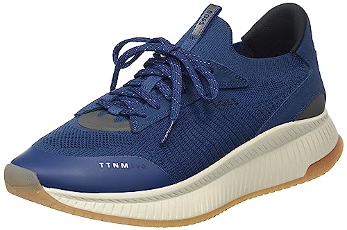 BOSS Herren TTNM EVO Slon TTNM EVO Sock-Sneakers mit gestricktem Obermaterial und Fischgrät-Sohle Hellblau 46 Größe 46 von BOSS