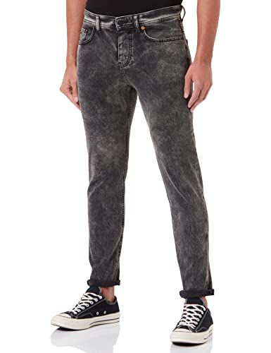 BOSS Herren Taber BC-C Tapered-Fit Jeans aus komfortablem Stretch-Denim mit Waschung Grau 33/34 von BOSS