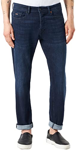 BOSS Herren Taber BC-P-1 Tapered-Fit Jeans aus dunkelblauem Super-Stretch-Denim Dunkelblau 34/36 von BOSS
