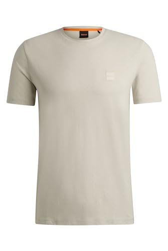 BOSS Herren Tales T-Shirt aus Baumwoll-Jersey mit Logo-Aufnäher Hellbeige M von BOSS