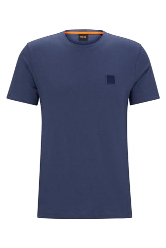 BOSS Herren Tales Relaxed-Fit T-Shirt aus Baumwoll-Jersey mit Logo-Aufnäher Dunkelblau S von BOSS