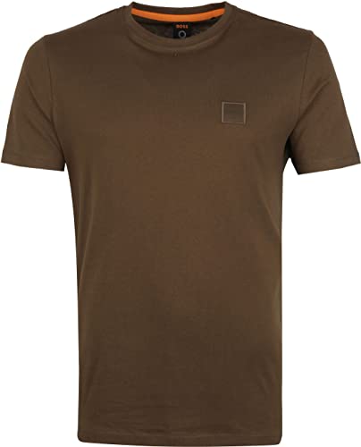 BOSS Herren Tales Relaxed-Fit T-Shirt aus Baumwoll-Jersey mit Logo-Aufnäher Dunkelgrün S von HUGO BOSS