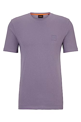 BOSS Herren Tales Relaxed-Fit T-Shirt aus Baumwoll-Jersey mit Logo-Aufnäher Lila S von BOSS