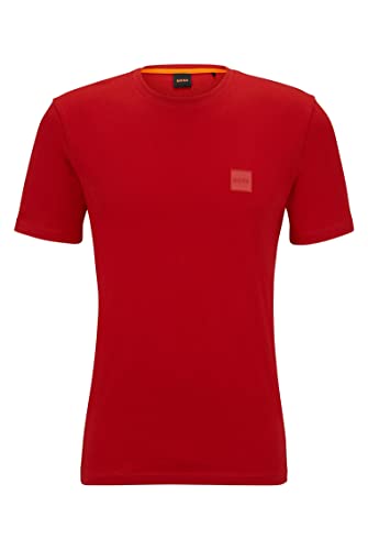 BOSS Herren Tales Relaxed-Fit T-Shirt aus Baumwoll-Jersey mit Logo-Aufnäher Rot S von BOSS