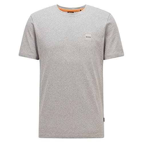 BOSS Herren Tales Relaxed-Fit T-Shirt aus Baumwoll-Jersey mit Logo-Aufnäher Hellgrau XXXL von HUGO BOSS