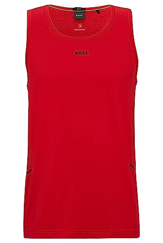 BOSS Herren Tank Active 1 Slim-Fit Tanktop mit dekorativem reflektierendem Muster Rot L von BOSS