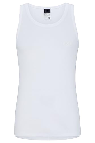 BOSS Herren Tank Top Original Unterhemd aus Bio-Baumwolle mit tonalem Logo Weiß M von BOSS